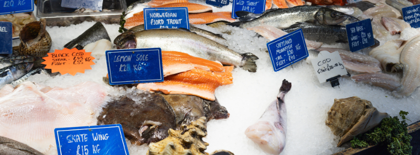 Seafood on ice.