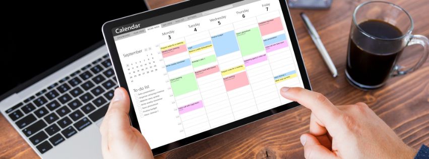 Tablet with calendar app.