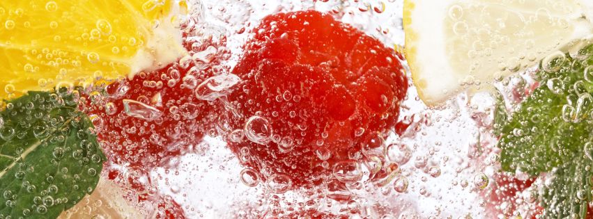 Fruit in sparkling water.