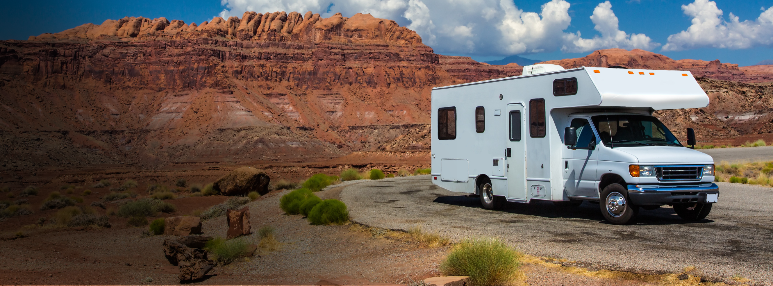 RV overlooking a canyon.