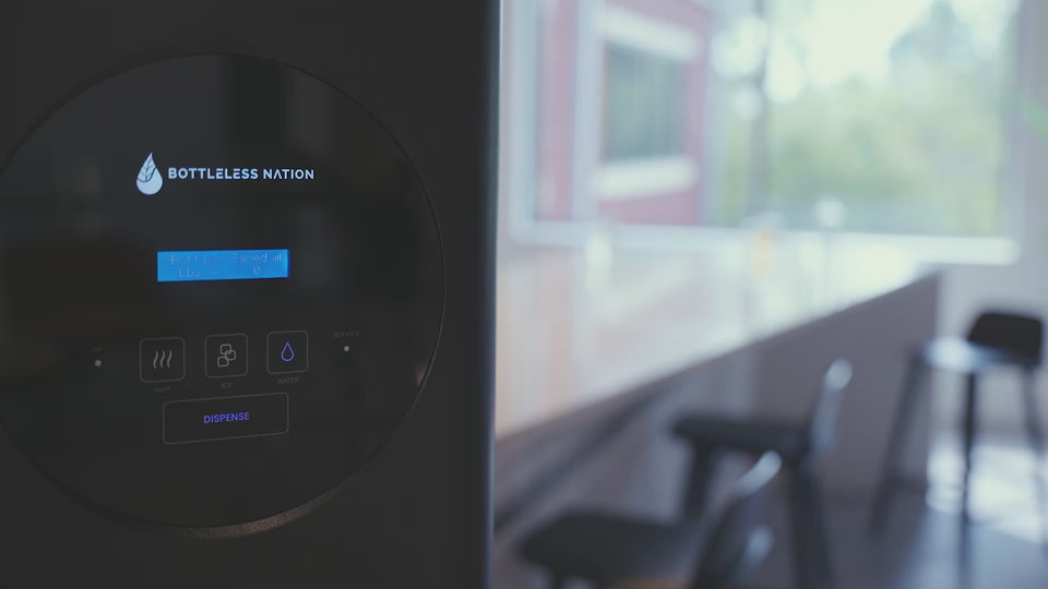 Bottleless Nation hero video — water and ice dispensers in action